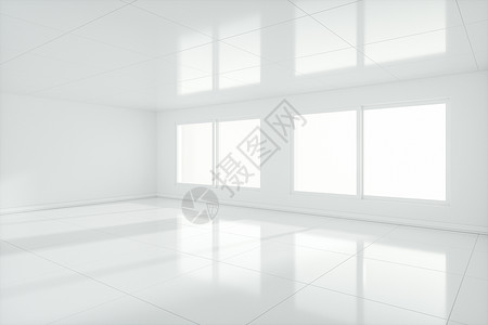 白色的空房间 阳光来自 window3d 渲染插图建筑商业公寓框架反射地板窗户建筑学财产背景