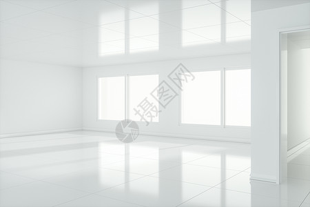 白色的空房间 阳光来自 window3d 渲染窗户反射商业房子地板插图建筑学建筑地面公寓背景