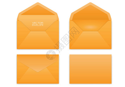 在白色背景矢量图上设置的逼真橙色信封背景图片