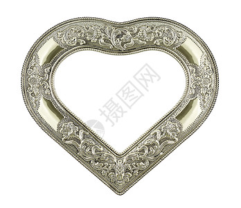 心脏框架雕刻空白照片回忆白色婚礼夫妻金属礼物合金背景图片