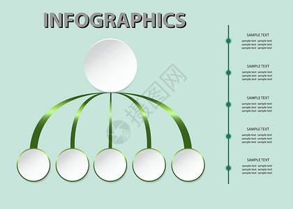 五圈信息图表矢量模板在绿色科罗拉多背景图片