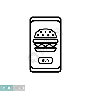 快餐应用程序交付服务矢量 ico屏幕菜单食物命令商业电话互联网插图送货餐厅背景图片