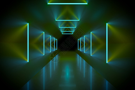 霓虹灯隧道背景门户网站墙纸反射技术房间正方形俱乐部光谱游戏辉光背景图片