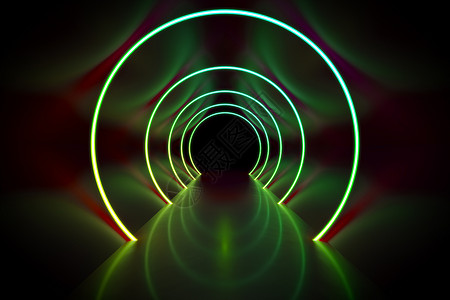 霓虹灯圈隧道背景墙纸技术插图地面门户网站科学辉光游戏房间线条背景图片