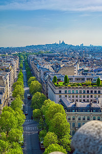巴黎 法国 来自三江街的法国建筑学纪念馆纪念碑历史性地标街道旅游胜利旅行建筑背景图片