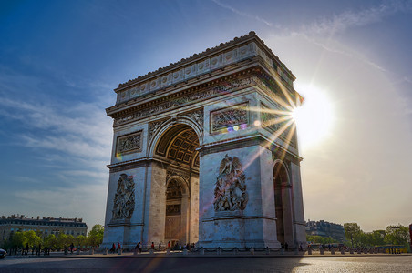 法国巴黎的地标胜利建筑建筑学历史性纪念碑纪念馆历史天空城市背景图片
