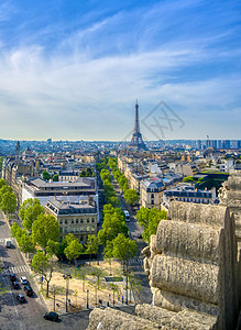 Eiffel铁塔和巴黎 法国 来自三龙座的法国城市纪念碑天空纪念馆旅行建筑学历史性建筑胜利历史背景图片