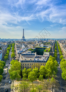Eiffel铁塔和巴黎 法国 来自三龙座的法国纪念馆天空历史旅行街道地标迂回建筑城市建筑学背景图片