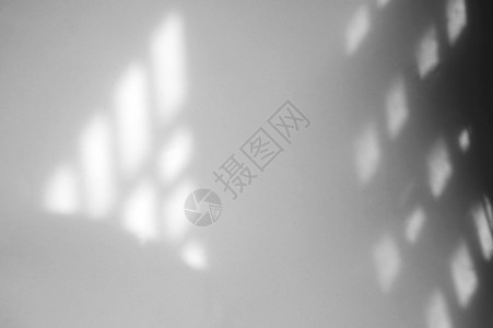 白色纹理背景上的窗口自然阴影叠加效果窗影艺术摄影晴天太阳海报植物作品黑与白小样背景图片