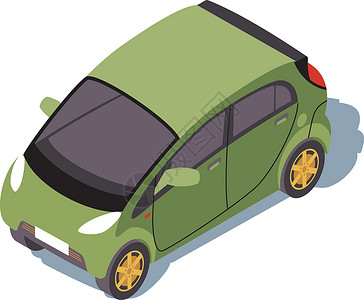Microcar 等距颜色矢量图 市内交通背景图片