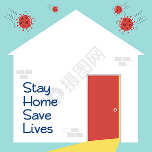 解离呆在家里拯救生命意识社交媒体运动促进人们在家中自我隔离以避免在 covid-19 流行期间传播冠状病毒插画
