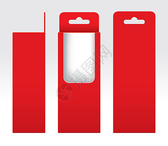 挂红盒窗口切出包装模板空白 空盒红纸板 礼品盒红牛皮纸包装纸箱 高级红盒空盒装正方形展示商品推广小样奢华产品品牌零售背景图片
