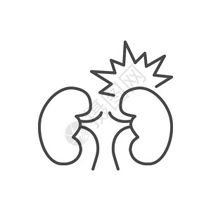 肾痛相关向量细线图标失败身体痛苦肾脏插图医院生物解剖学药品中风背景图片