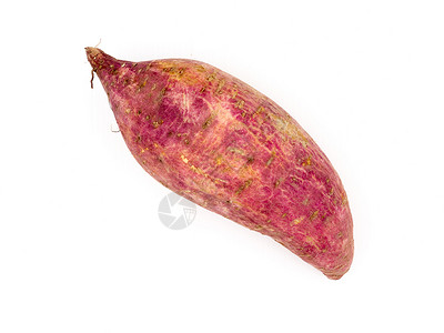 白色背景上的甜土豆块茎营养红色皮肤健康蔬菜背景图片