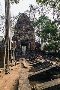寺庙 西北Koh Ker岛考古景观建筑红土城市森林丛林考古学热带文化高棉语情调背景图片