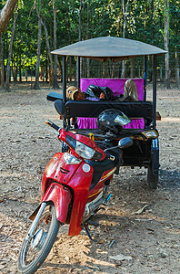 笃笃柬埔寨吴哥渡Tuk Tuk的亚洲计程车背景