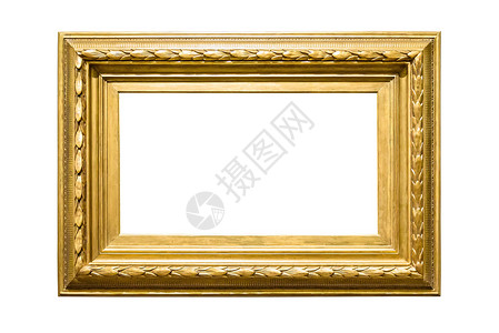 白色背景上的彩色金黄色装饰图片框Name长方形展览边缘照片艺术边界摄影乡村博物馆空白背景图片