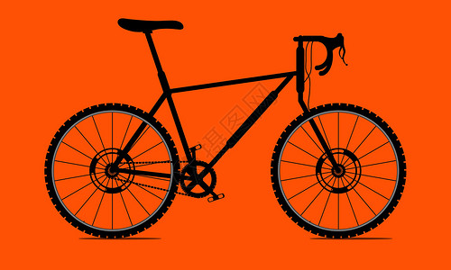 自行车黑色图形设计矢量插图隔离橙色背景速度绘画运输运动橙子车辆标识车轮背景图片