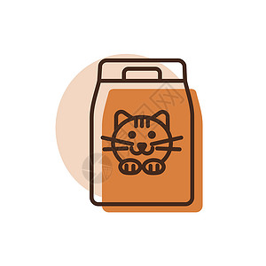 猫食袋矢量图标 宠物动物标志插图店铺卡通片洗手间托盘小猫营养饮食小吃背景图片