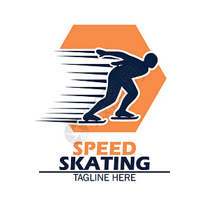 冰刀速度滑冰标志与文本空间为您的标语标签它制作图案滑雪曲棍球运动店铺贴纸徽章冲浪横幅木板标识插画