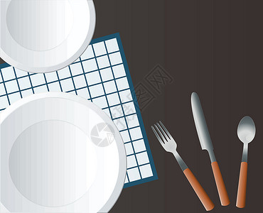 刀具刀子带叉子和刀子插图 vecto 的空圆盘环境厨房陶瓷菜单餐厅盘子午餐勺子早餐金子插画