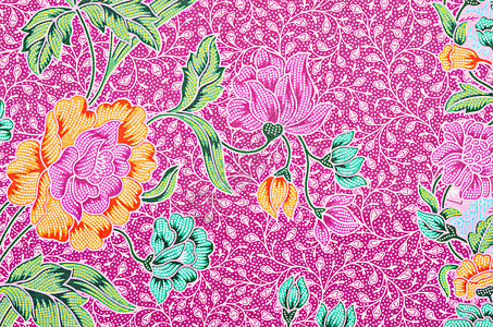 艺术之美 马来西亚蜡染花纹工艺围裙墙纸植物群手工纺织品文化棉布织物背景图片