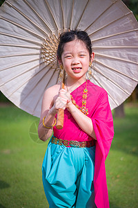 泰语女孩 儿童 泰国传统服装裙子戏服国家文化高清图片