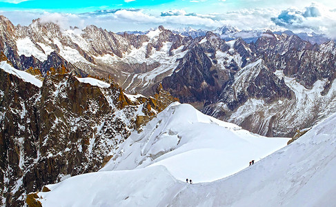 默尼克斯勃朗峰旅行登山高清图片