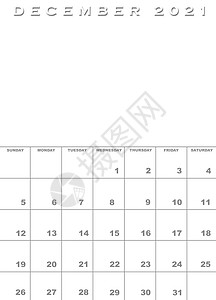 2021年12月2021日日历模板背景图片