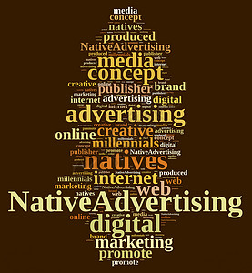 原生广告营销插图概念互联网出版商创造力技术标签电脑品牌背景图片