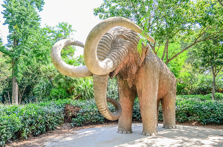 猛犸象树城堡公园 中的猛犸象 (Mamut) 雕塑 巴塞罗那 加泰罗尼亚 西班牙背景