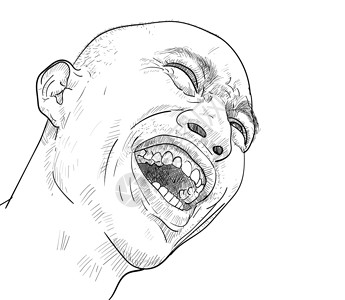 人嘴画出一个男人的有趣的肖像 笑着 滑稽的表情插画