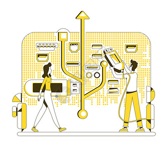 usb记忆棒Usb 记忆棒细线概念向量它制作图案设计图片