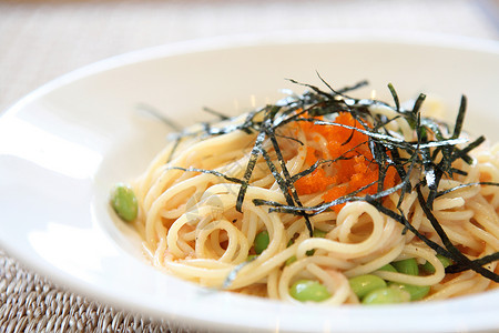 明太子日本面食 Mentaiko意大利面鱼子香料面包乌贼韭葱食物美食挑战冰镇海鲜背景