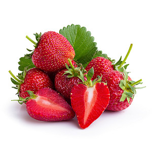 在白色背景上被隔离的新鲜草莓健康背景图片