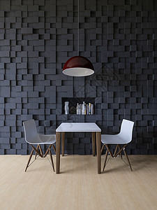 3D客厅3d渲染桌子架子装饰玻璃地面枕头风格木材背景图片