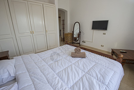 室内双卧房设计内部设计白色建筑学双人床公寓住宅别墅房间奢华床垫展示背景图片