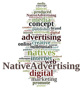 原生广告品牌网络互联网电脑营销技术创造力出版商标签概念背景图片