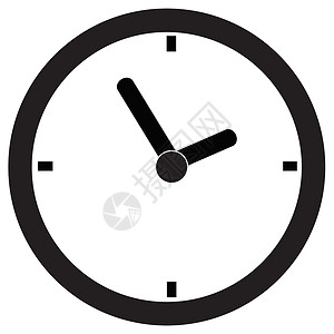 白色背景上的时钟图标矢量图标 时钟图标图标佛商业倒数插图滴答小时黑色背景图片