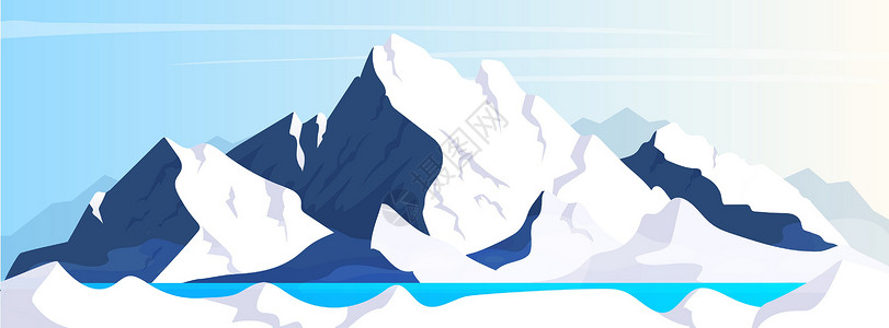 冰山场景它制作图案的山平面颜色矢量插画