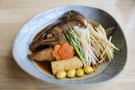 卡布托尼鱼头煮黄酱日日食白色午餐叶子食物海鲜大豆蔬菜草本植物美食背景