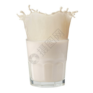 白色背景上隔绝的玻璃上的牛奶喷溅产品通量饮料溪流奶制品酸奶奶油养分运动杯子背景图片