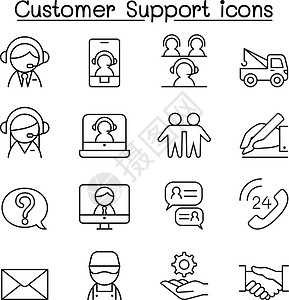 客户服务图标设置在细线样式背景图片