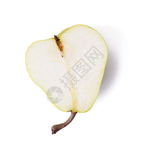 白背景上隔离切片的梨梨食物绿色水果营养白色背景图片
