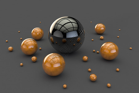 灰色空背景上有光泽涂层的 3D 球背景图片