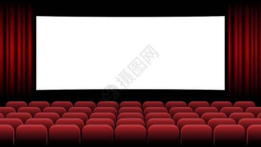 红色礼堂电影院电影院与空白屏幕和红色它制作图案电影视频剧院娱乐音乐礼堂窗帘扶手椅戏剧时间插画
