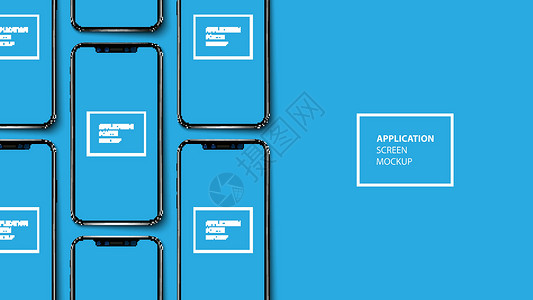 安卓电话素材蓝色它制作图案上的智能手机应用程序屏幕样机设计图片