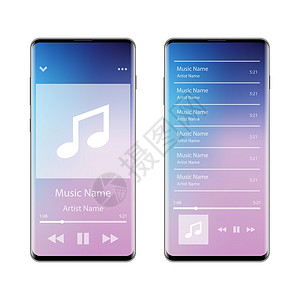 手机音乐播放界面它制作图案上的音乐播放器界面应用程序设计图片