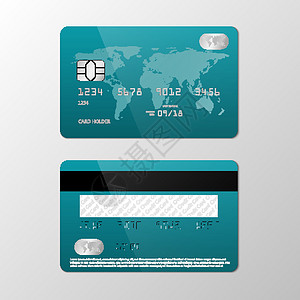 它制作图案逼真的信用卡样机模板矢量银行业塑料嘲笑借方小样商业货币芯片金融银行背景图片