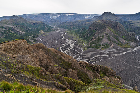 硫化作用查看Mirdalsjökull和卡特拉火山背景